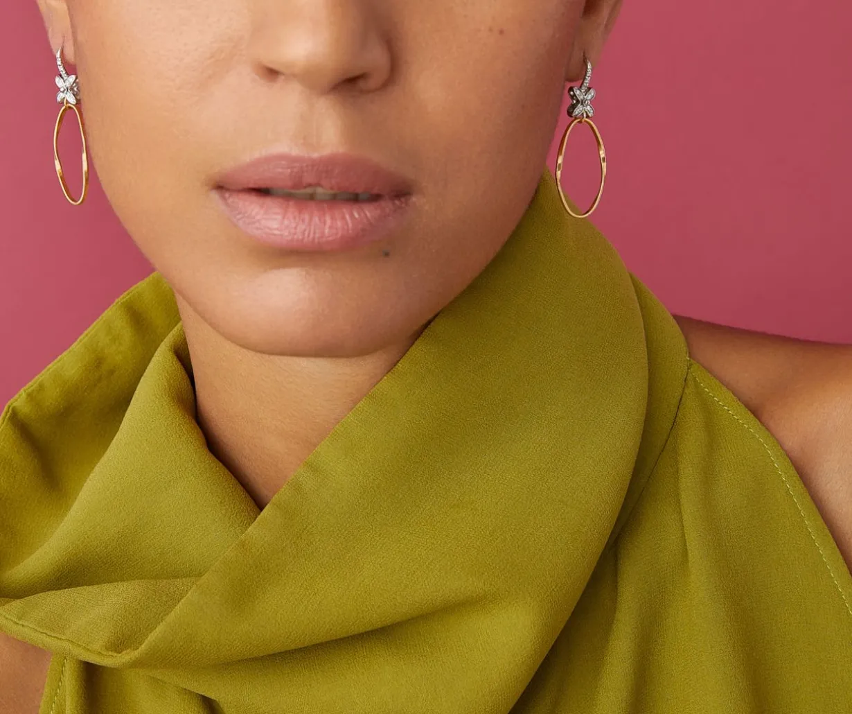 Diamond Pendant Earrings With Floral Elements|Marco Bicego Outlet