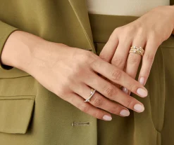 Five-Band White Gold Ring With Prong-Set Diamonds And A Diamond-Studded Plaque|Marco Bicego Cheap