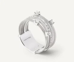 Five-Band Yellow Gold Ring With Prong-Set Diamonds And A Diamond-Studded Plaque|Marco Bicego Best
