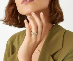 Five-Band Yellow Gold Ring With Prong-Set Diamonds And A Diamond-Studded Plaque|Marco Bicego Best