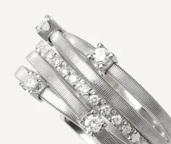 Five-Band Yellow Gold Ring With Prong-Set Diamonds And A Diamond-Studded Plaque|Marco Bicego Best