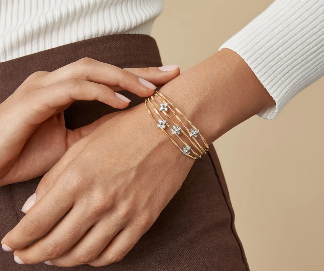 Floral Diamond Pave Multi-Strand Bangle|Marco Bicego Flash Sale