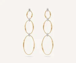 Gold Diamond Earrings With Three Elements|Marco Bicego Best