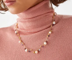 Gold Necklace With Pearls And Multicoloured Gemstones|Marco Bicego Cheap