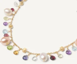 Gold Necklace With Pearls And Multicoloured Gemstones|Marco Bicego Cheap