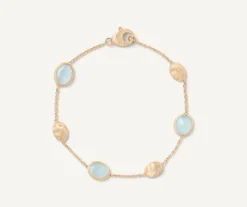 18Kt Yellow Gold Bracelet With Oval Elements And Aquamarine|Marco Bicego Store