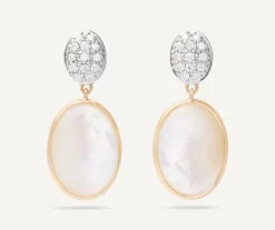 18Kt Yellow Gold Double Earrings With Diamonds And Mother-Of-Pearl|Marco Bicego Outlet