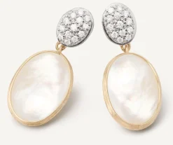 18Kt Yellow Gold Double Earrings With Diamonds And Mother-Of-Pearl|Marco Bicego Outlet
