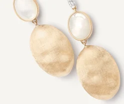 18Kt Yellow Gold Earrings With Mother-Of-Pearl And Diamond Hook|Marco Bicego Discount