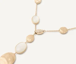 18Kt Yellow Gold Lariat Necklace With Mother-Of-Pearl And Diamonds|Marco Bicego Sale