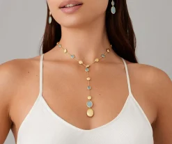 18Kt Yellow Gold Lariat Necklace With Aquamarines And Diamonds|Marco Bicego Discount
