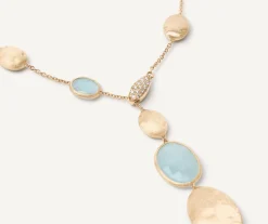 18Kt Yellow Gold Lariat Necklace With Aquamarines And Diamonds|Marco Bicego Discount