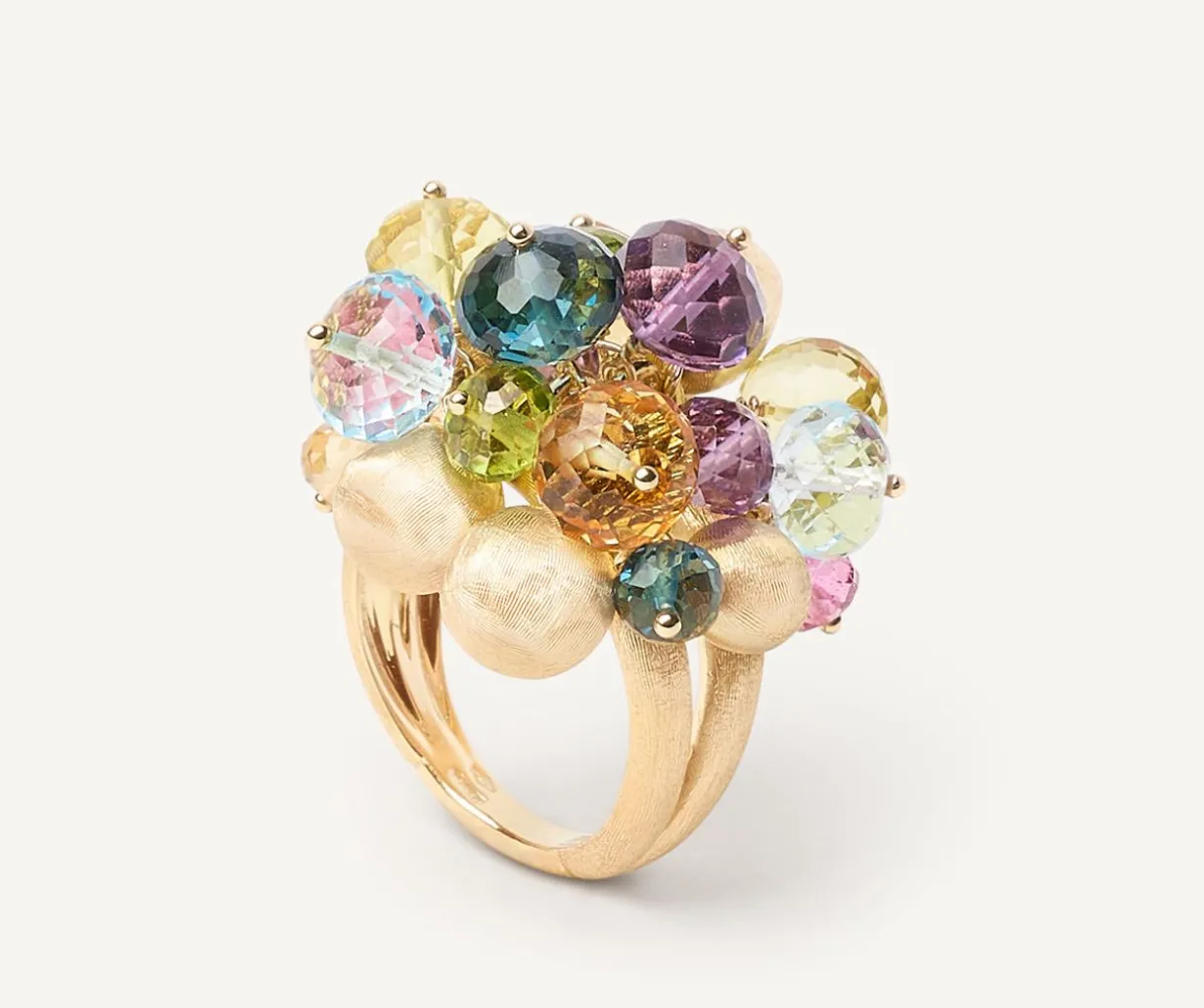 18Kt Yellow Gold Mixed Gemstone Cocktail Ring, Large|Marco Bicego Clearance