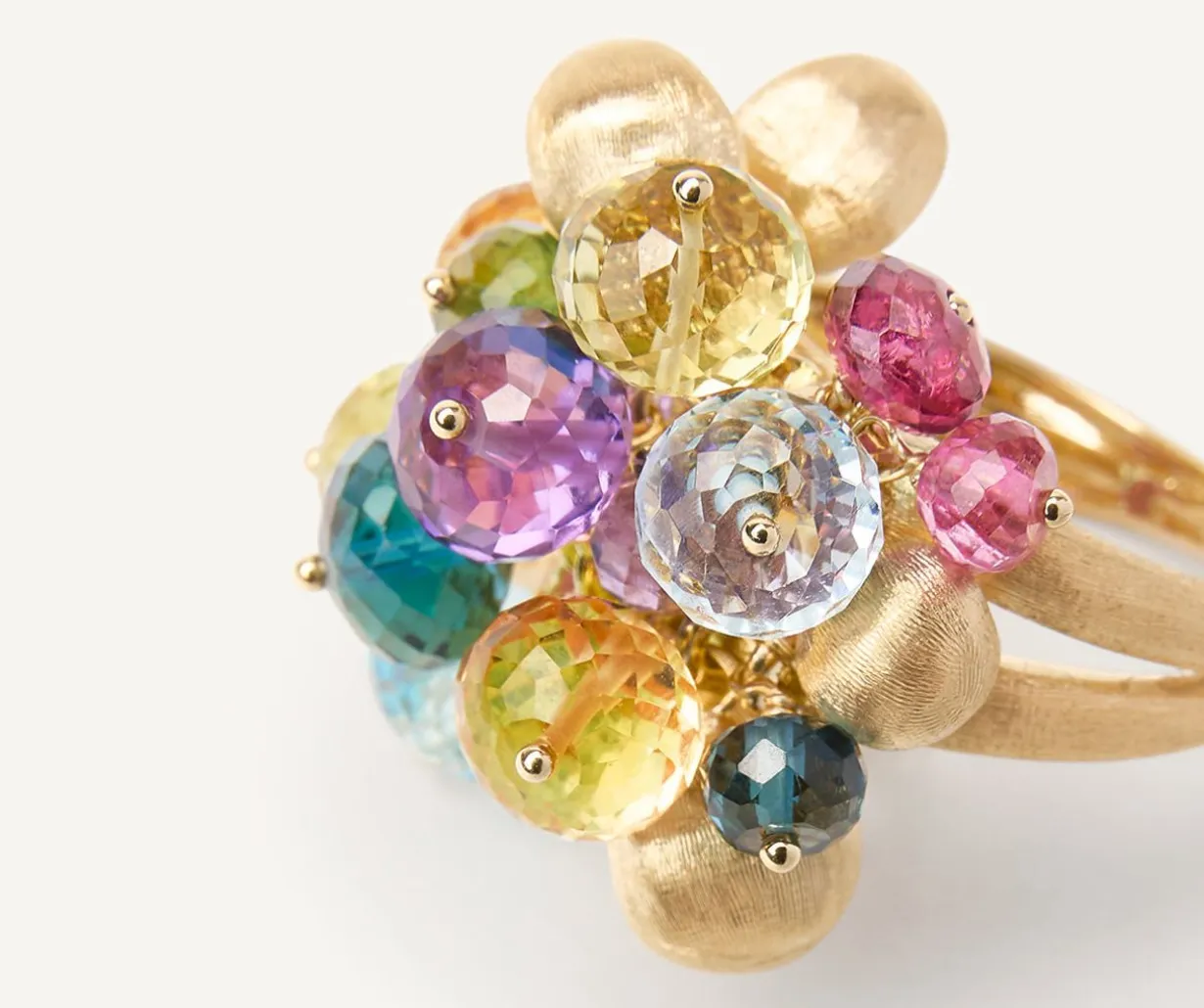 18Kt Yellow Gold Mixed Gemstone Cocktail Ring, Large|Marco Bicego Clearance
