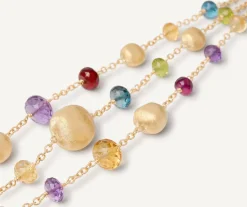 18Kt Yellow Gold Mixed Gemstone Three-Strand Bracelet|Marco Bicego New