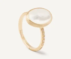 18Kt Yellow Gold Mother-Of-Pearl And Diamond Ring|Marco Bicego Cheap