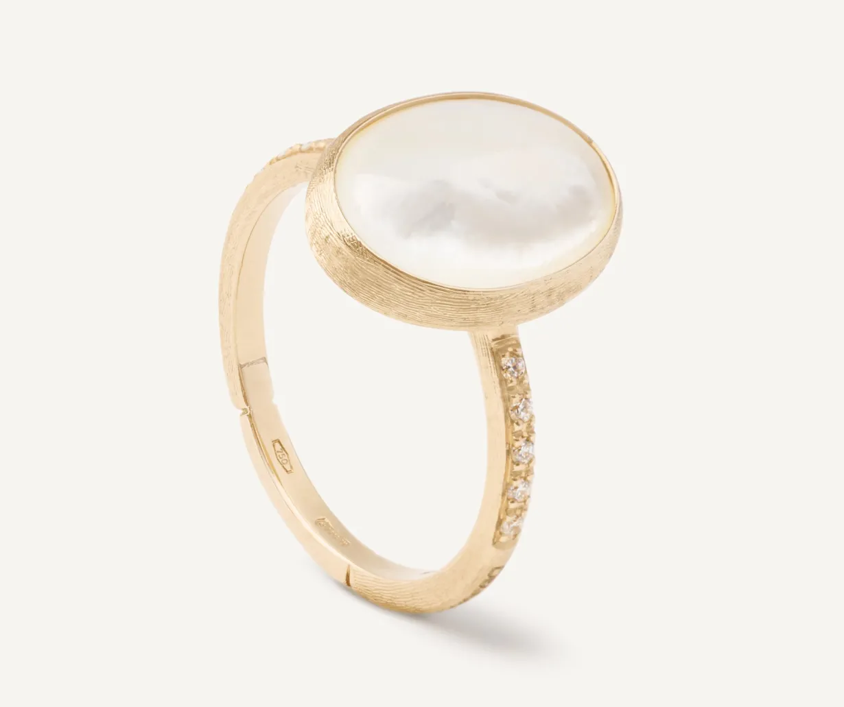 18Kt Yellow Gold Mother-Of-Pearl And Diamond Ring|Marco Bicego Cheap