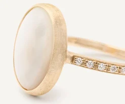 18Kt Yellow Gold Mother-Of-Pearl And Diamond Ring|Marco Bicego Cheap