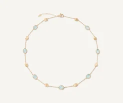 18Kt Yellow Gold Necklace With Oval Elements And Aquamarine|Marco Bicego Flash Sale