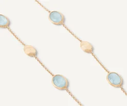 18Kt Yellow Gold Necklace With Oval Elements And Aquamarine|Marco Bicego Flash Sale