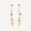 18Kt Yellow Gold Pearls And Gemstones Long Drop Earrings|Marco Bicego Fashion