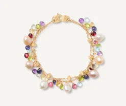 18Kt Yellow Gold Pearls And Multicoloured Gemstone Double-Strand Bracelet|Marco Bicego Best