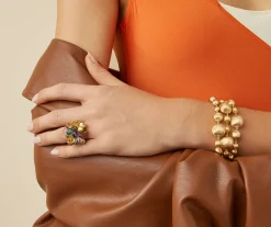 18Kt Yellow Gold Three-Strand Mixed Bead Bracelet|Marco Bicego Cheap