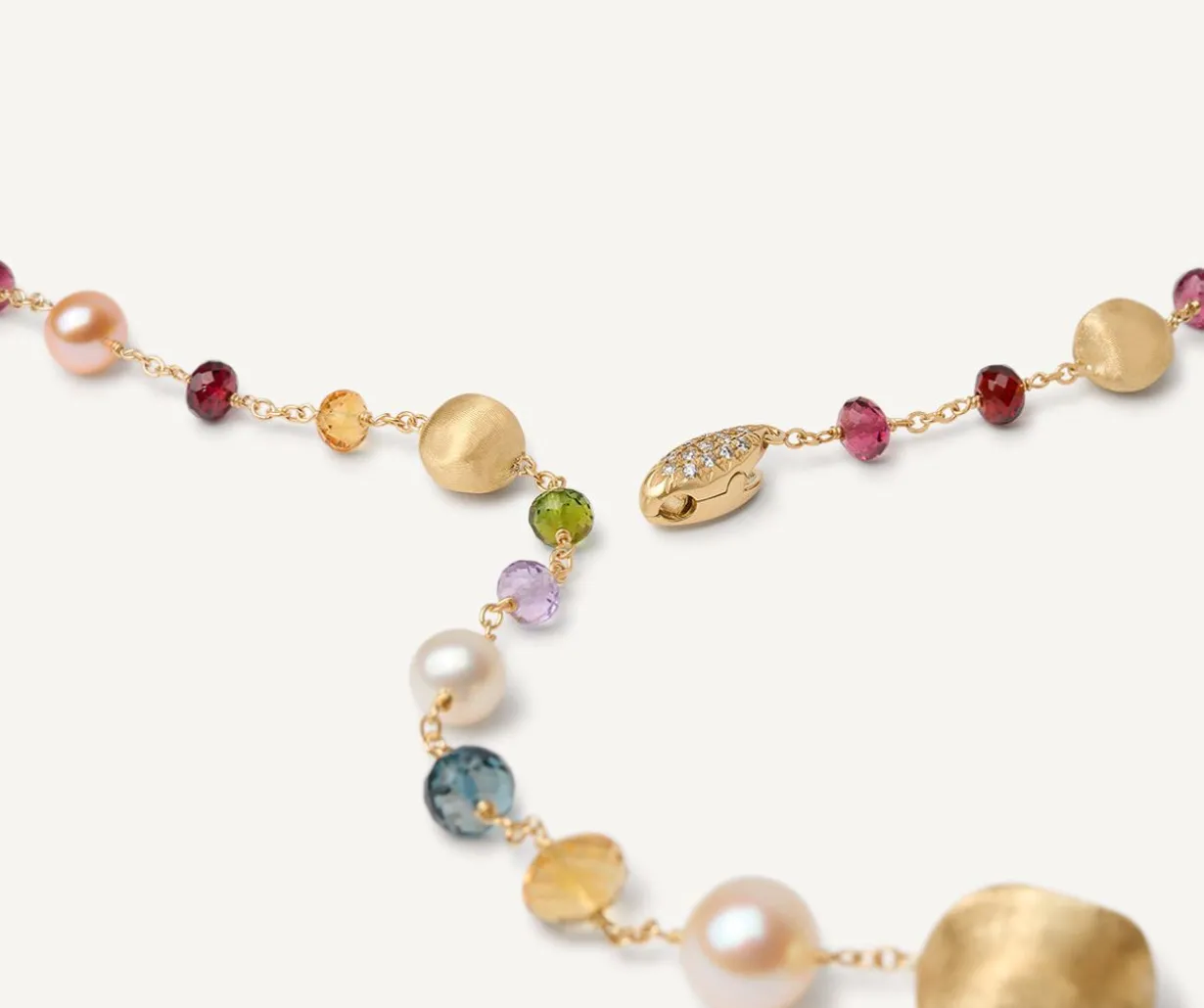 Mixed Gemstone And Pearls 18Kt Yellow Gold Lariat Necklace|Marco Bicego Cheap