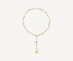 Mixed Gemstone And Pearls 18Kt Yellow Gold Lariat Necklace|Marco Bicego Cheap