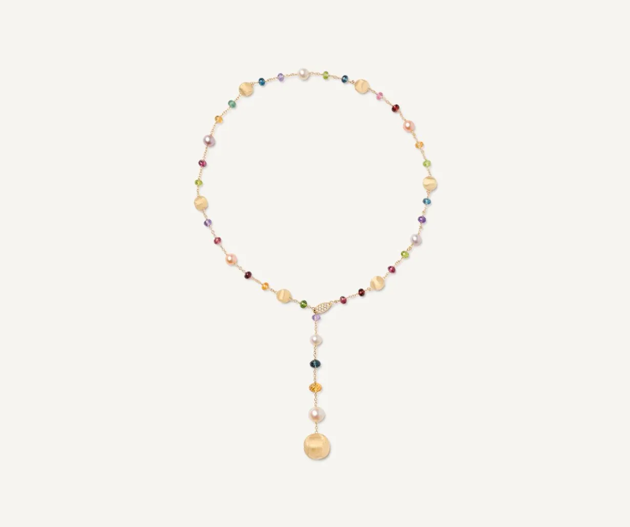 Mixed Gemstone And Pearls 18Kt Yellow Gold Lariat Necklace|Marco Bicego Cheap