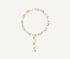 Pearls And Mixed Gemstone 18Kt Yellow Gold Lariat Necklace|Marco Bicego Outlet