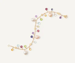Pearls And Multicoloured Gemstone Single-Strand 18Kt Yellow Gold Bracelet|Marco Bicego Discount