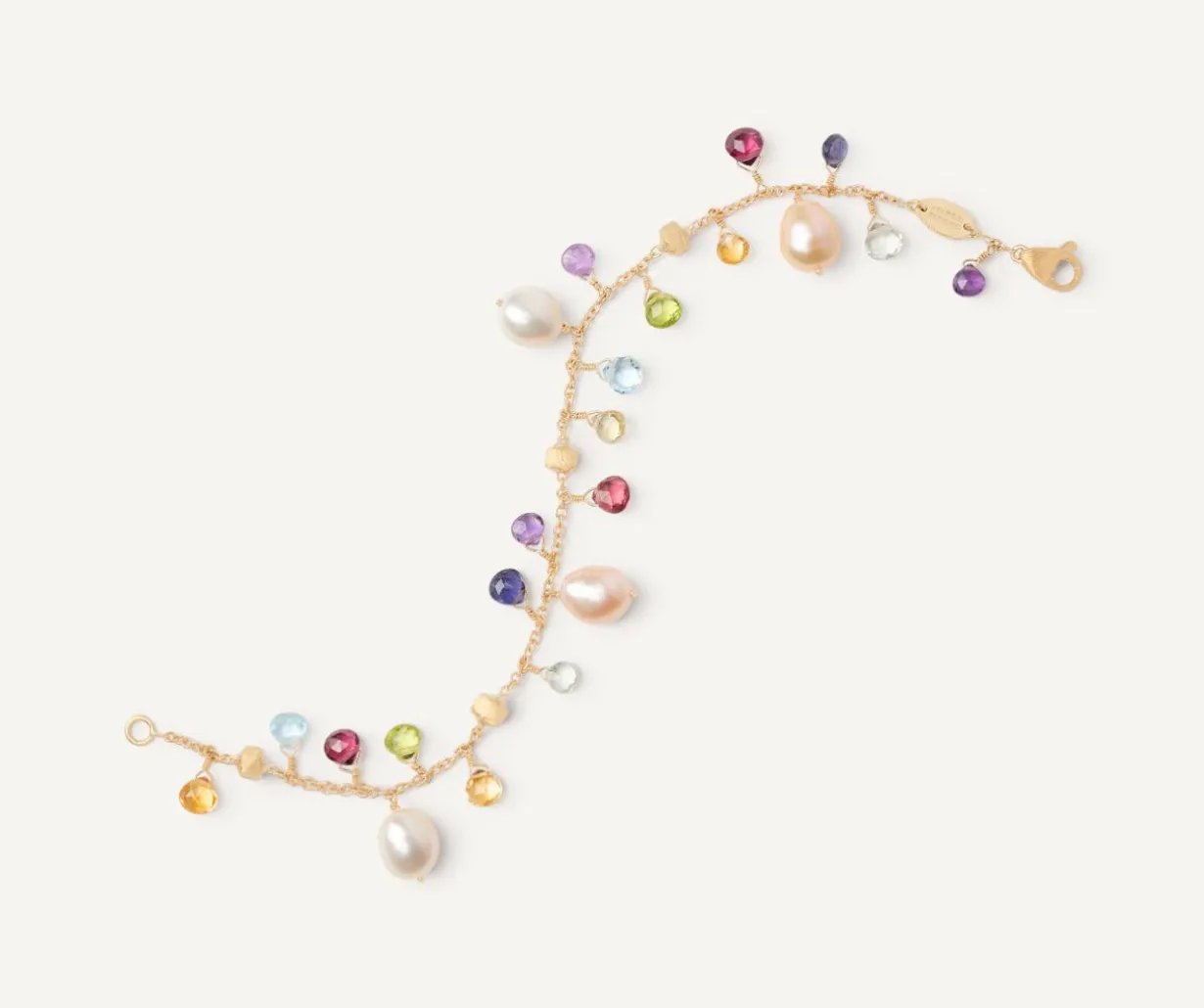 Pearls And Multicoloured Gemstone Single-Strand 18Kt Yellow Gold Bracelet|Marco Bicego Discount