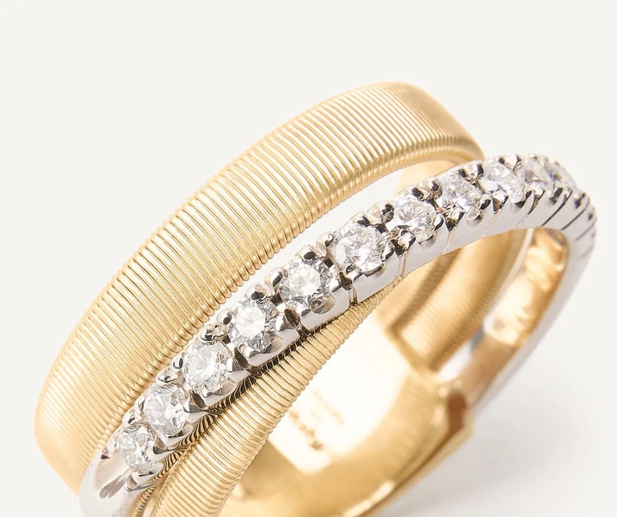Ring With Diamond-Studded Plaque, Medium|Marco Bicego Outlet