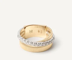Ring With Diamond-Studded Plaque, Medium|Marco Bicego Outlet