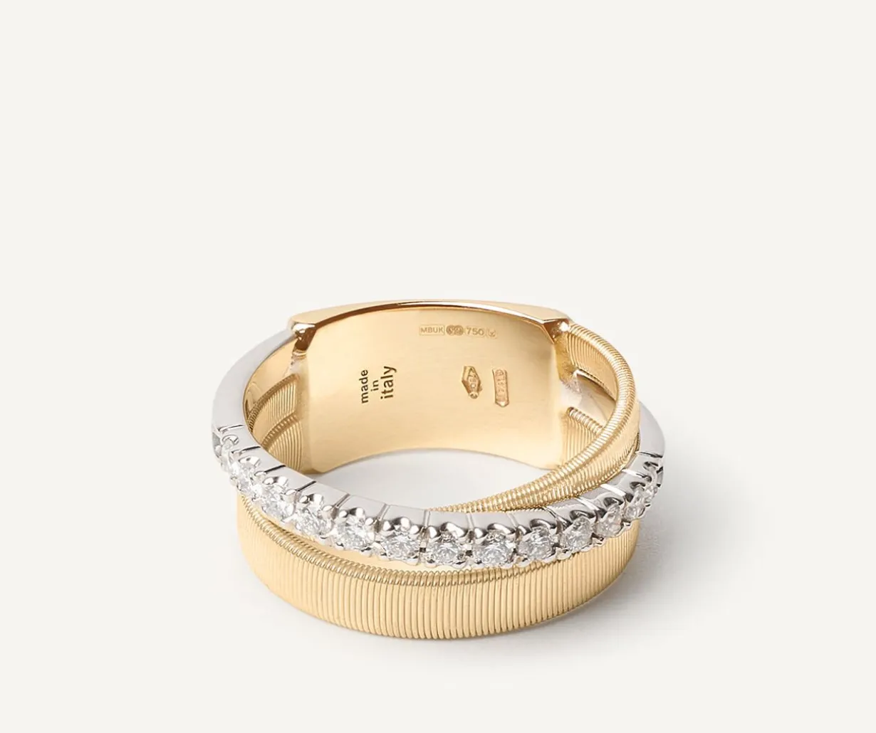 Ring With Diamond-Studded Plaque, Medium|Marco Bicego Outlet