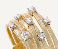 Seven-Band Yellow Gold Ring With Prong-Set Diamonds|Marco Bicego Online