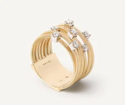 Seven-Band Yellow Gold Ring With Prong-Set Diamonds|Marco Bicego Online