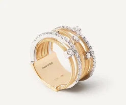 Seven-Band Yellow Gold Ring With Prong-Set Diamonds And Diamond-Studded Plaques|Marco Bicego Discount