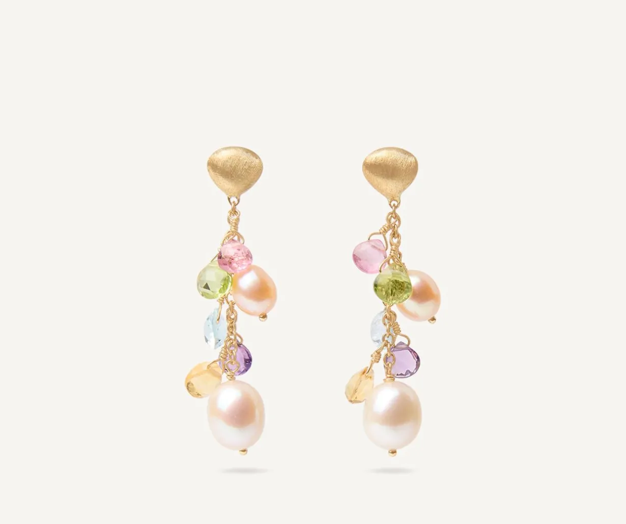 Short Gold Drop Earrings With Pearls And Gemstones|Marco Bicego Cheap