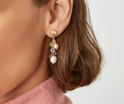 Short Gold Drop Earrings With Pearls And Gemstones|Marco Bicego Cheap
