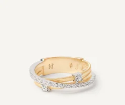 Three-Band Ring With Prong-Set Diamonds And A Diamond-Studded Plaque|Marco Bicego Clearance