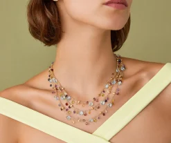 Three-Strand Chain Necklace With Multicoloured Gemstones|Marco Bicego New