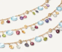 Three-Strand Chain Necklace With Multicoloured Gemstones|Marco Bicego New